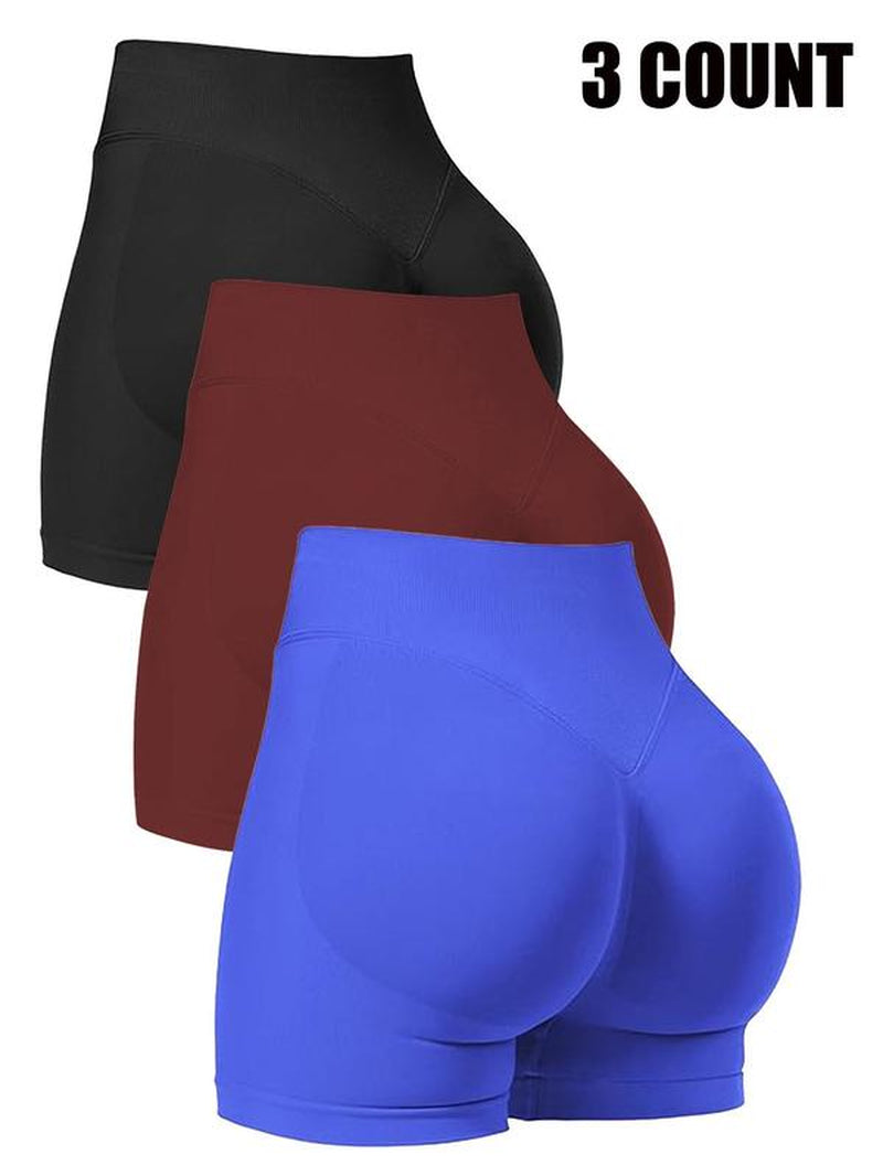 Seamless Shorts for Women, 1-5 Pack Invisable Scrunch Butt Lifting Gym Seamless Booty Biker Shorts, Breathable Comfortable High Stretch Skinny Shorts, Gym Shorts, Ladies Sportswear for Indoor Outdoor Wear