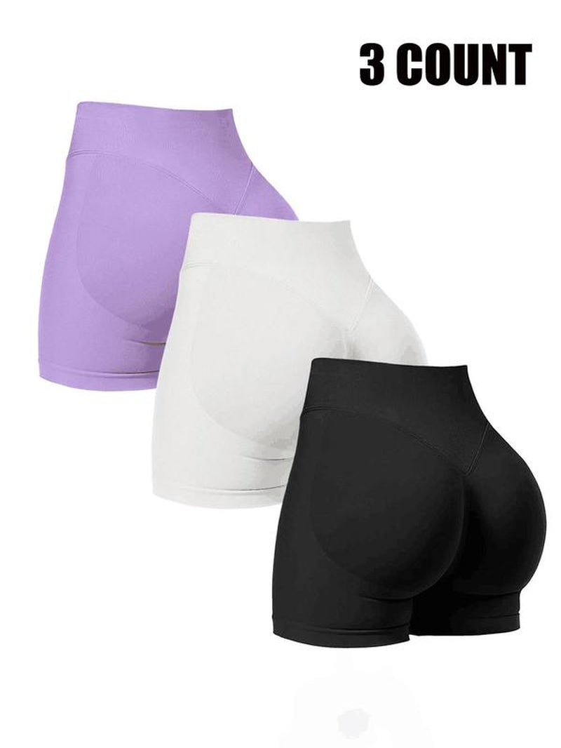 Seamless Shorts for Women, 1-5 Pack Invisable Scrunch Butt Lifting Gym Seamless Booty Biker Shorts, Breathable Comfortable High Stretch Skinny Shorts, Gym Shorts, Ladies Sportswear for Indoor Outdoor Wear